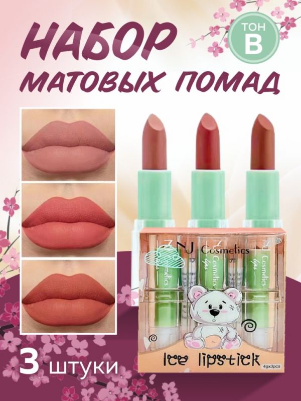 NJ Cosmetics Gift set of matte lipsticks, tone B